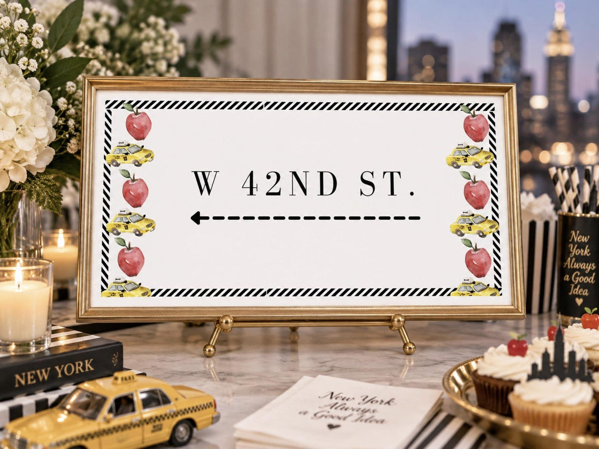 Set of 6 NYC Themed Street Signs Digital Download - New York City Themed Party Events - Pretty Party Boxx