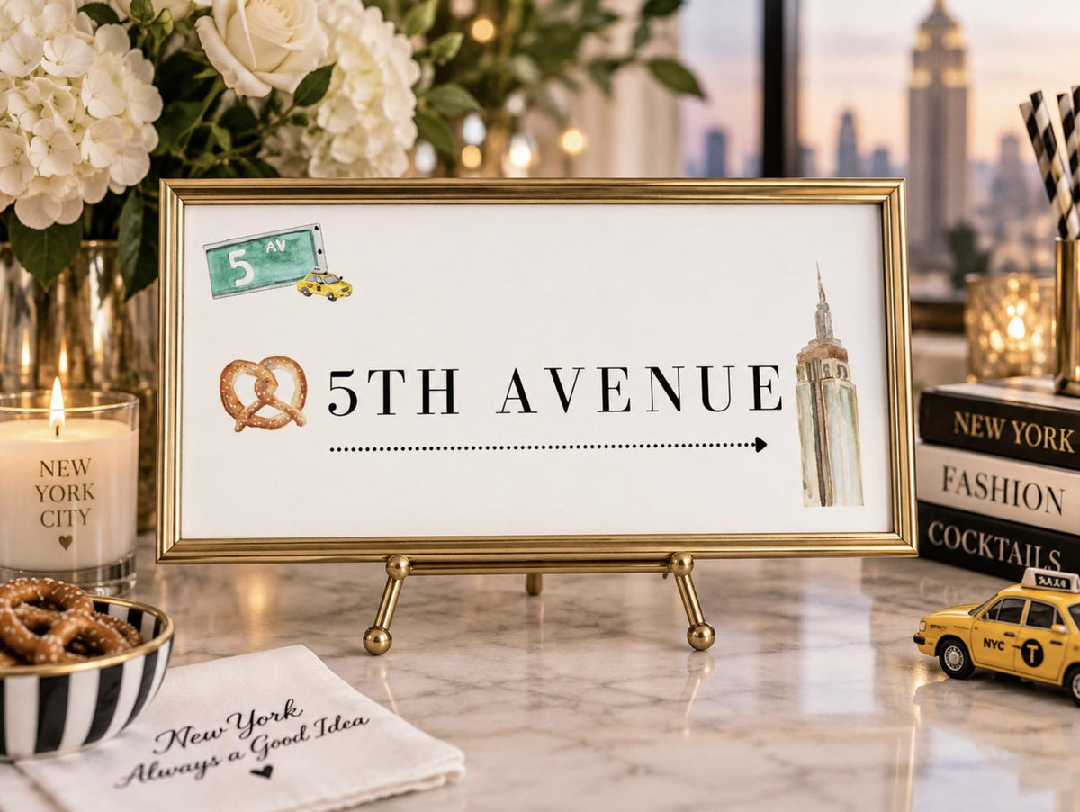 Set of 6 NYC Themed Street Signs Digital Download - New York City Themed Party Events - Pretty Party Boxx