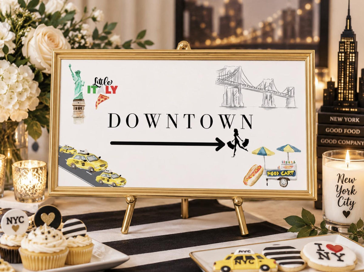 Set of 6 NYC Themed Street Signs Digital Download - New York City Themed Party Events - Pretty Party Boxx