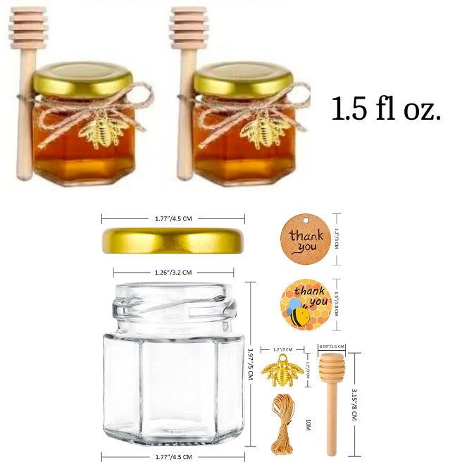 Size of honey jars and wooden honey dipper