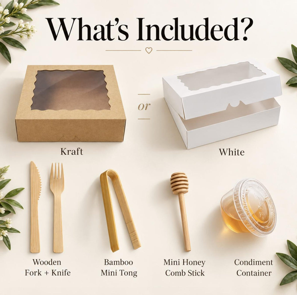 Square Charcuterie Favor Boxes with Clear Lids – 20 Pack with Mini Utensils (6x6x3”) - Pretty Party Boxx