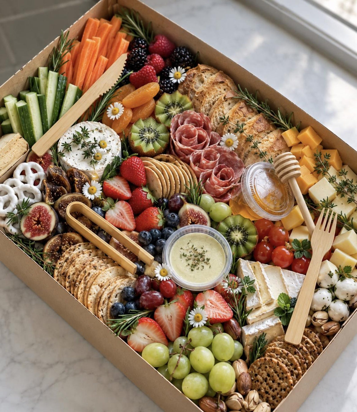 Square Charcuterie Favor Boxes with Clear Lids – 20 Pack with Mini Utensils (6x6x3”) - Pretty Party Boxx