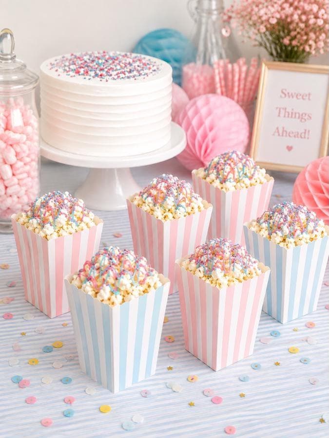 Striped Popcorn Cups - Set of 12 Mini Popcorn Boxes for Parties & Events - Pretty Party Boxx