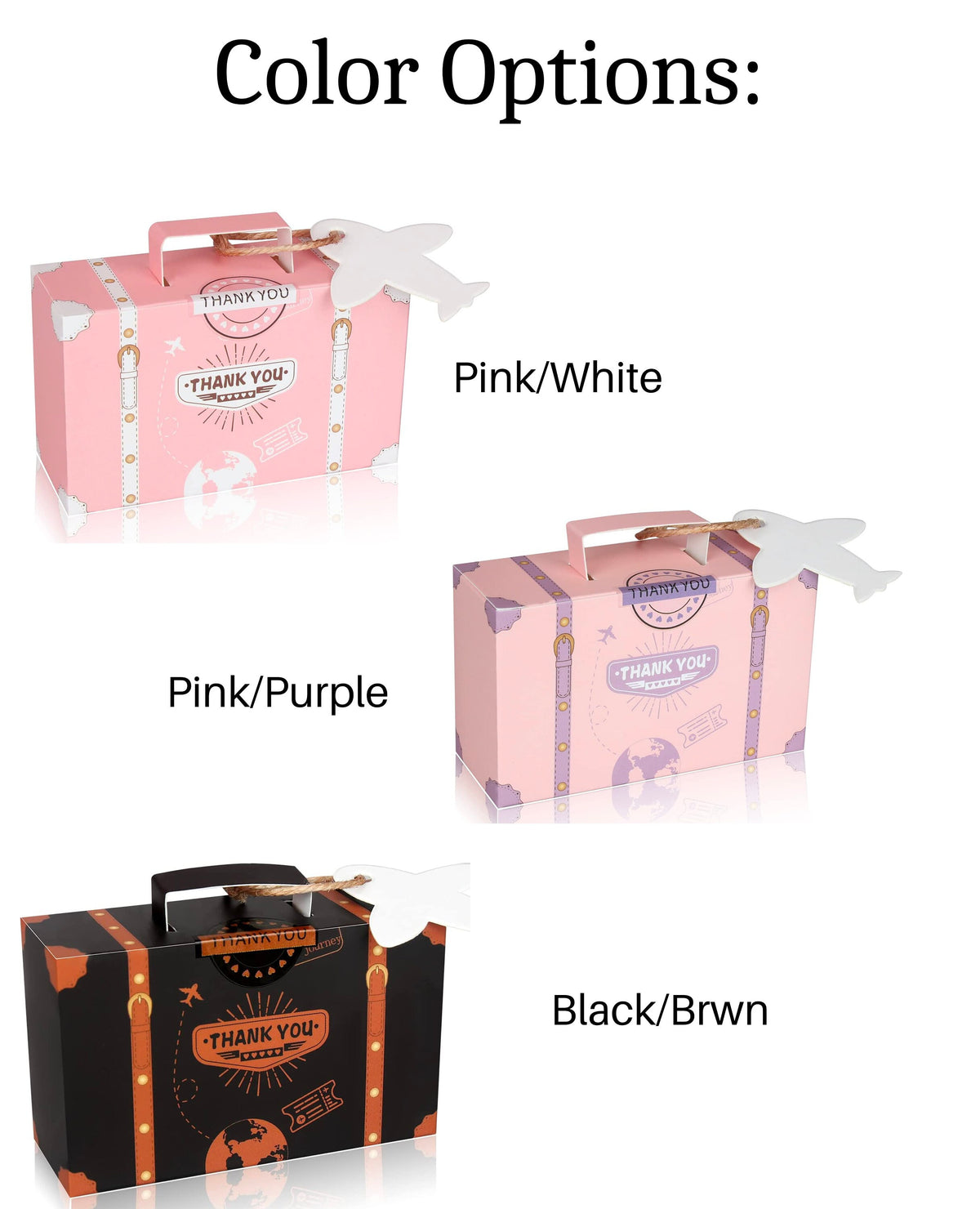 Mini Travel Suitcase Favor Boxes with Compass Charm & Twine – Vintage Party Favor Boxes for Travel Themed Events