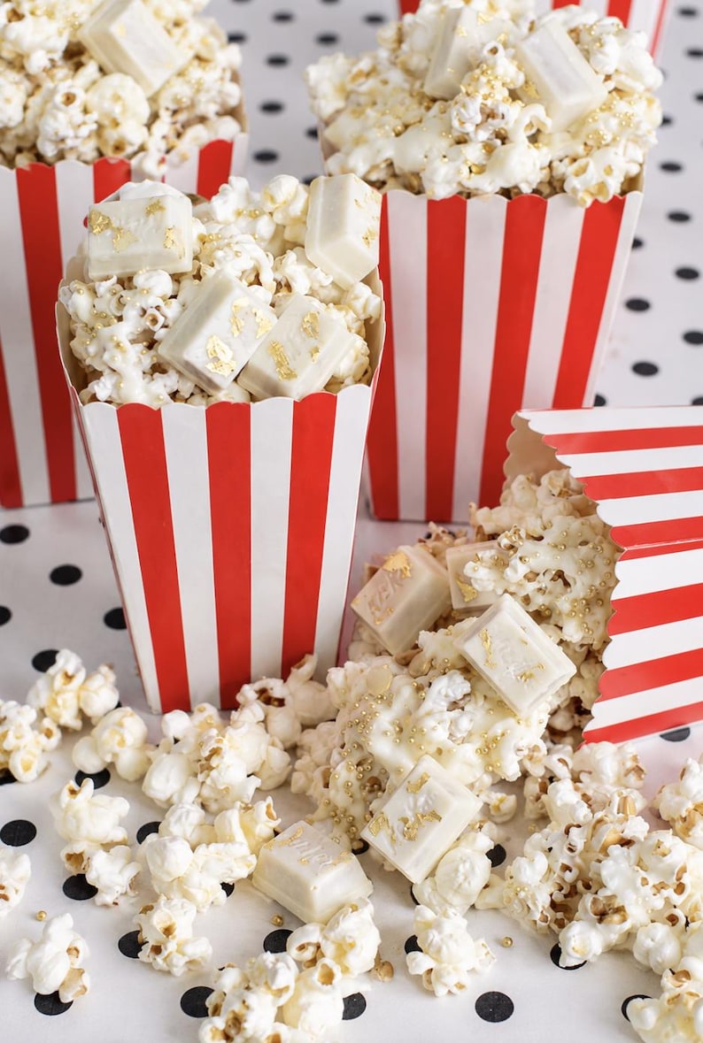 Vintage Striped Popcorn Cups – 12 - Piece Disposable Snack Boxes for Parties, Events & Movie Nights - Pretty Party Boxx