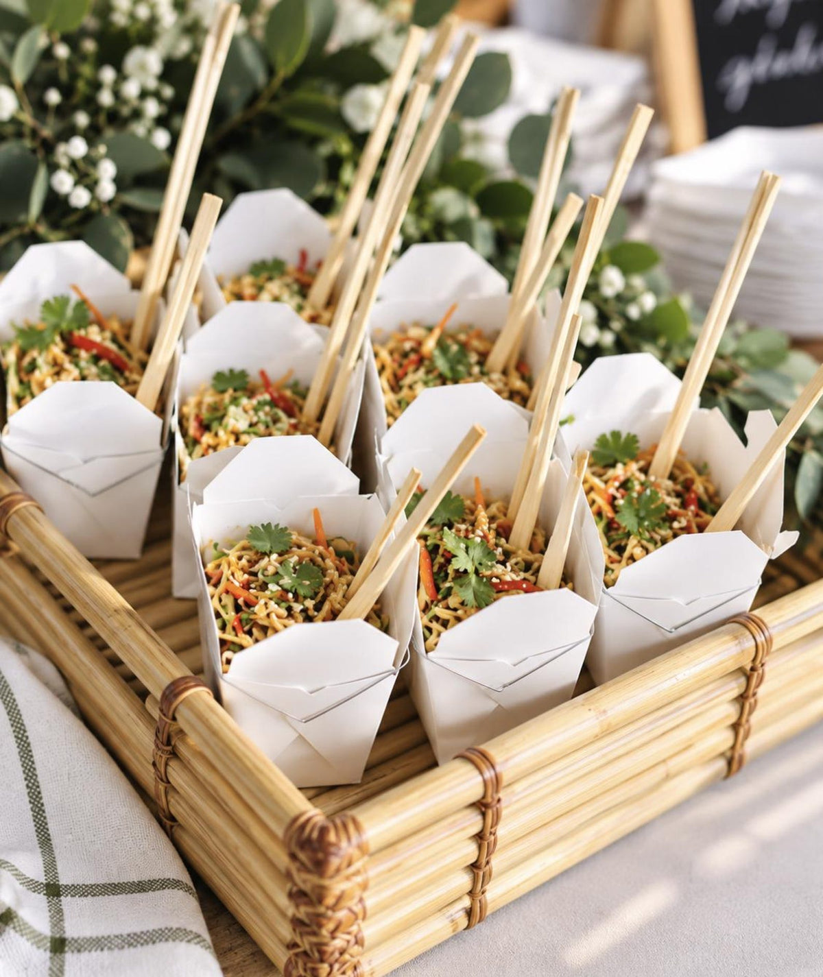 Mini Chinese Take Out Boxes with Wooden Chopsticks – White or Kraft - Pretty Party Boxx