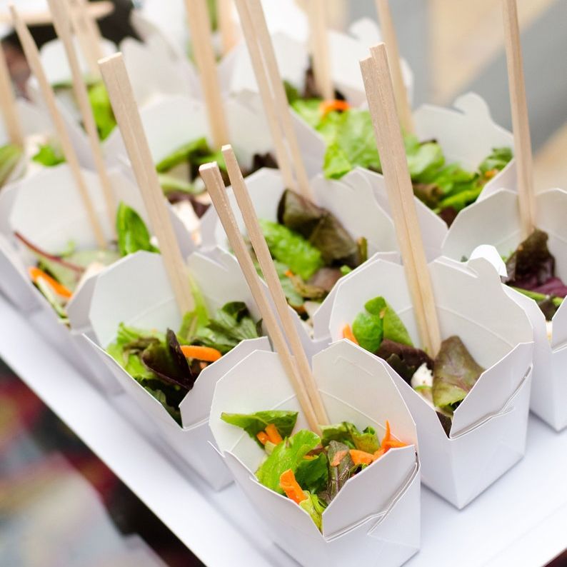 Mini Chinese take out box for wedding appetizers.