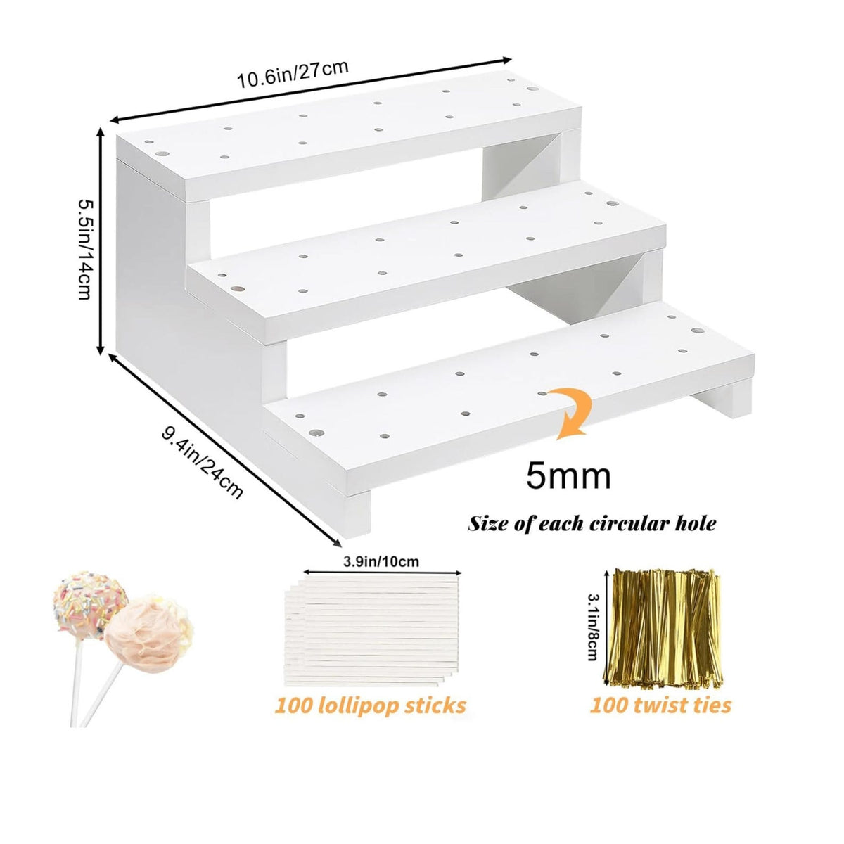 3 Tier Wooden Cake Pop Stand Holder – Display for Cake Pops, Lollipops, and Treats - Pretty Party Boxx
