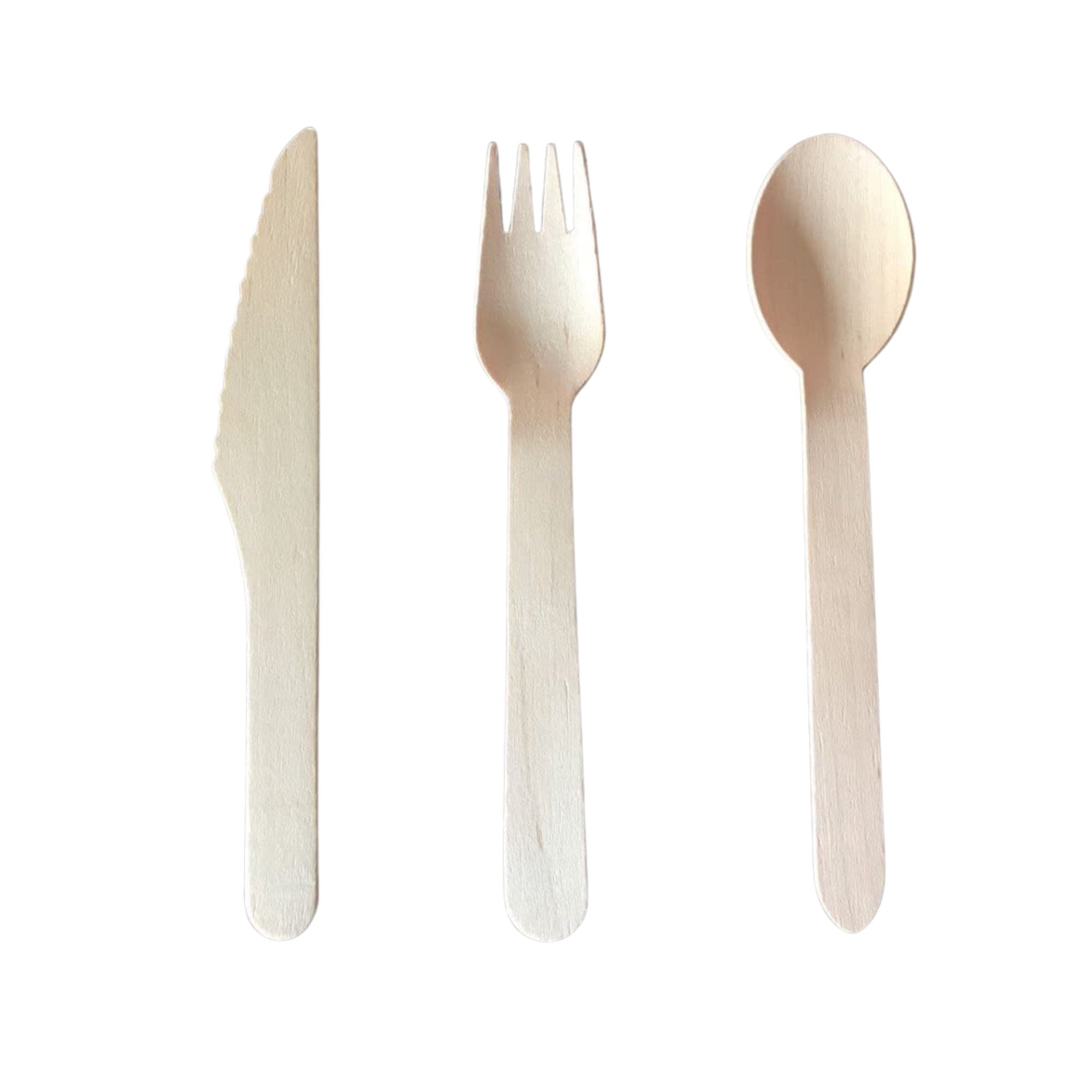 Wooden disposable cutlery set included in lemon tableware package