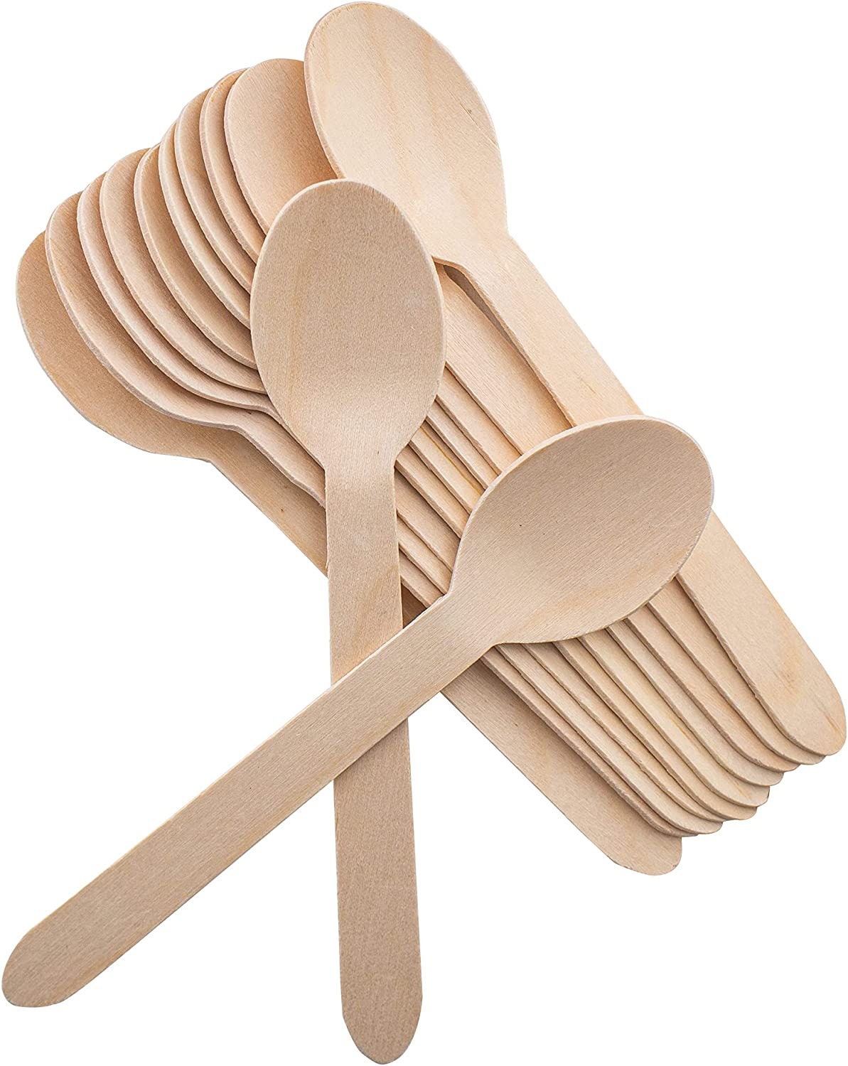 Regular-size wooden spoons stacked eco-friendly cutlery