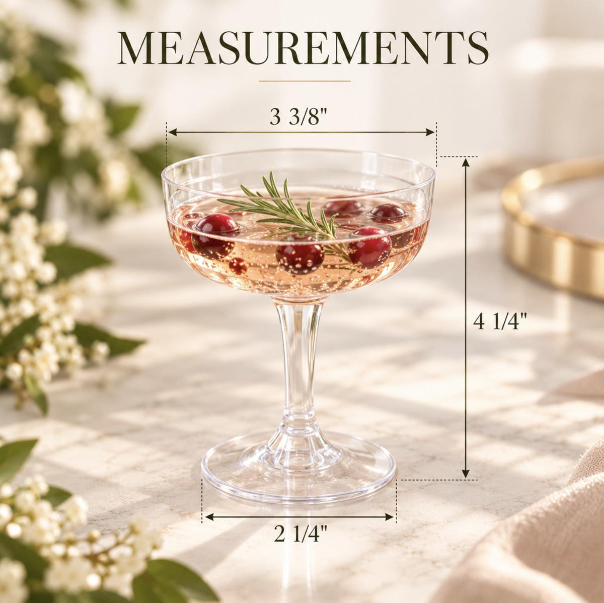 Acrylic Champagne Glasses Set with Plastic Swizzle Sticks