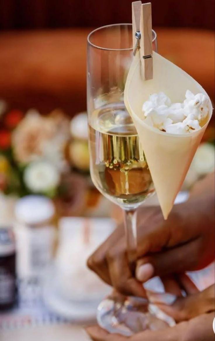 Acrylic Champagne Glasses with Paper Cones – Fry Cup & Small Bites Display for Weddings