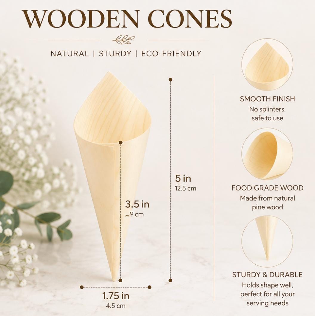 Acrylic Champagne Glasses with Paper Cones – Fry Cup & Small Bites Display for Weddings