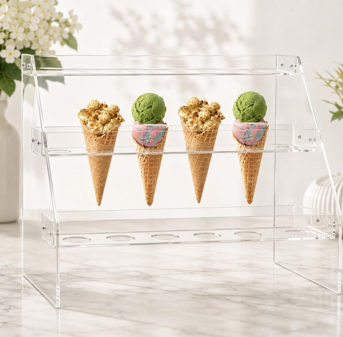 Acrylic Charcuterie Cone Stand Holder – Clear Display for Cones, Appetizers & Desserts