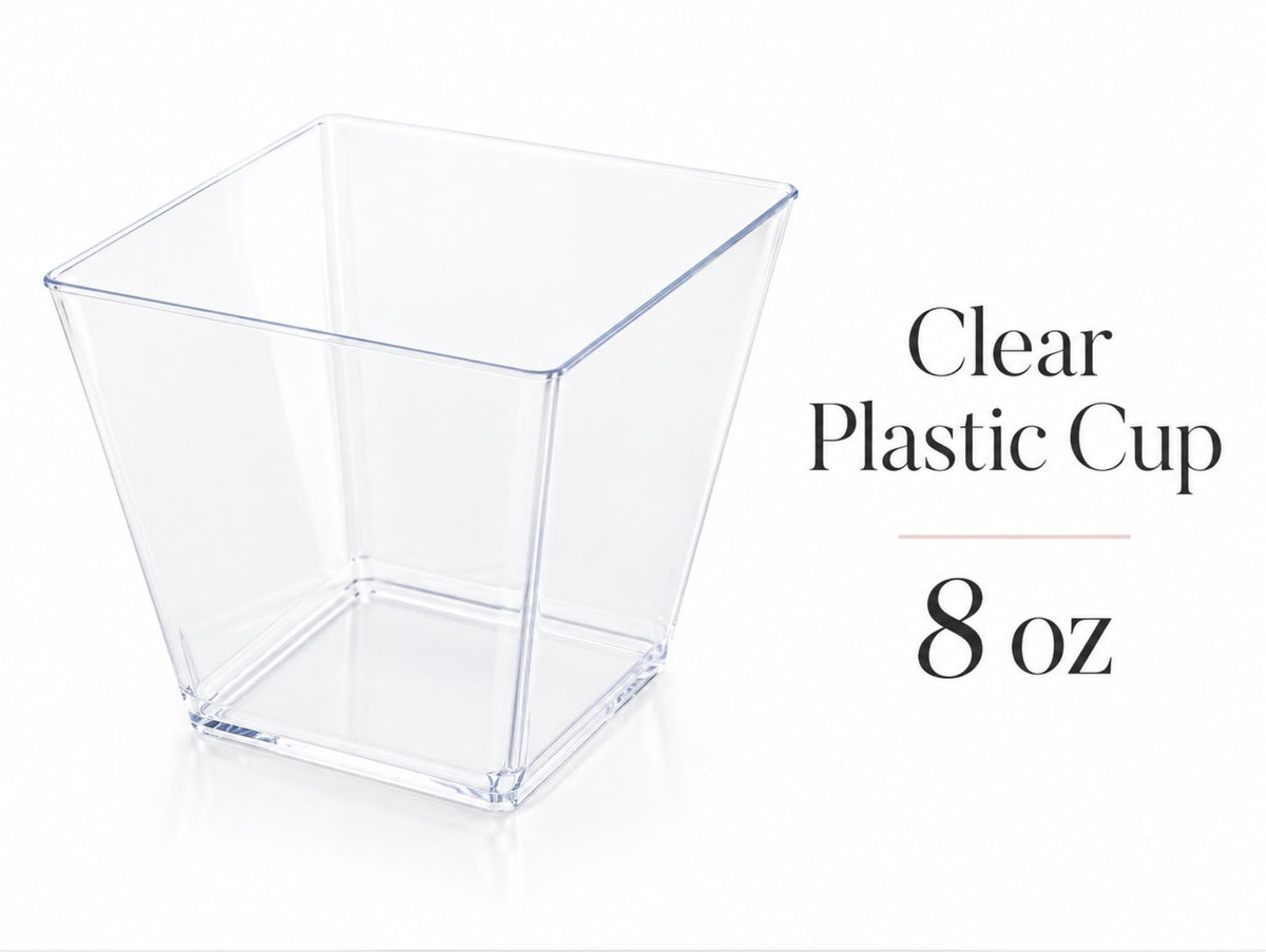 Acrylic Fruit Favor Cups with Mini Forks or Spoons – Set of 20 Clear Reusable Cups for Charcuterie, Snacks & Event Displays