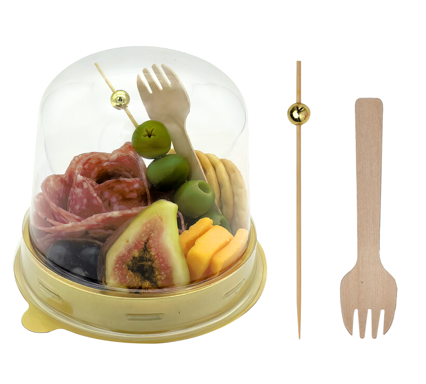 Charcuterie Dome Containers Cups with Mini Wooden Forks for Food Favor Dessert Display Individual Charcuterie Grazing Table Catering Wedding