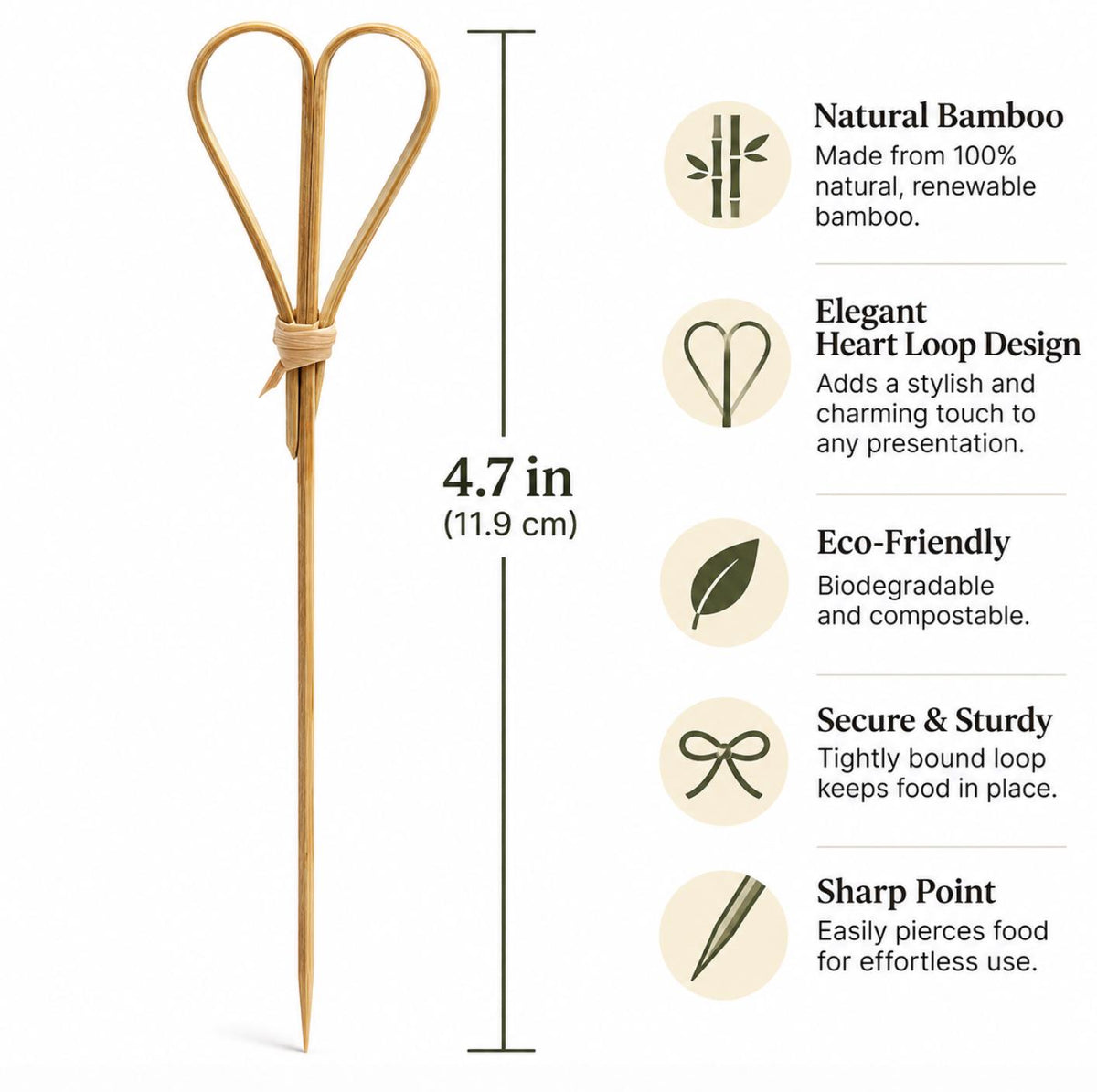 Bamboo Loop Charcuterie Picks – Knot Toothpicks for Appetizers, Cocktails & Grazing Tables
