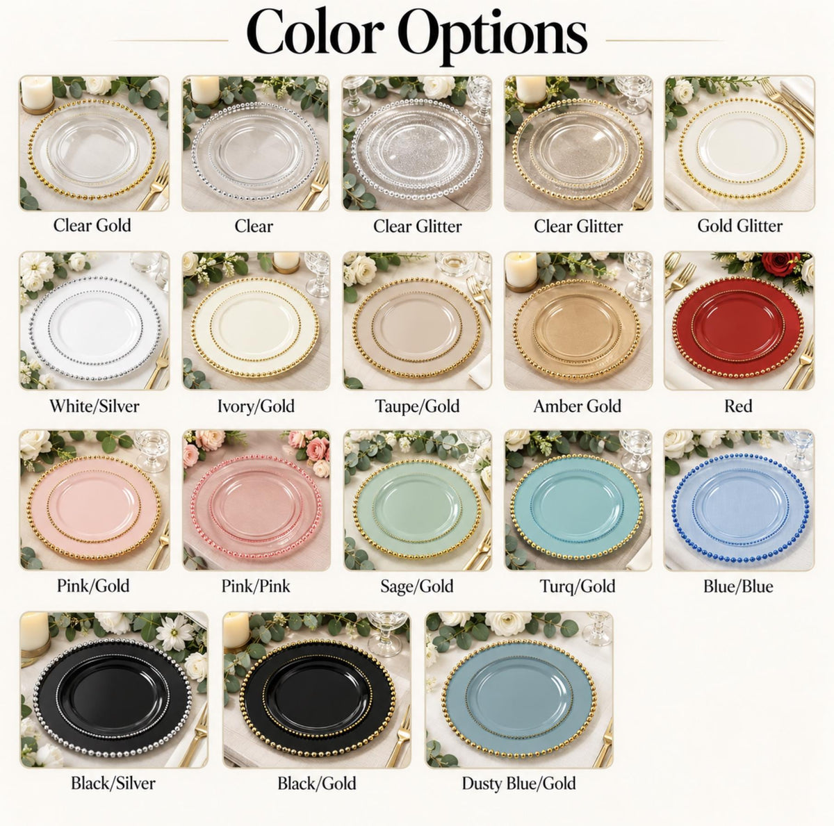 10 - Pack Beaded Rim Round Fancy Disposable Plates - Pretty Party Boxx