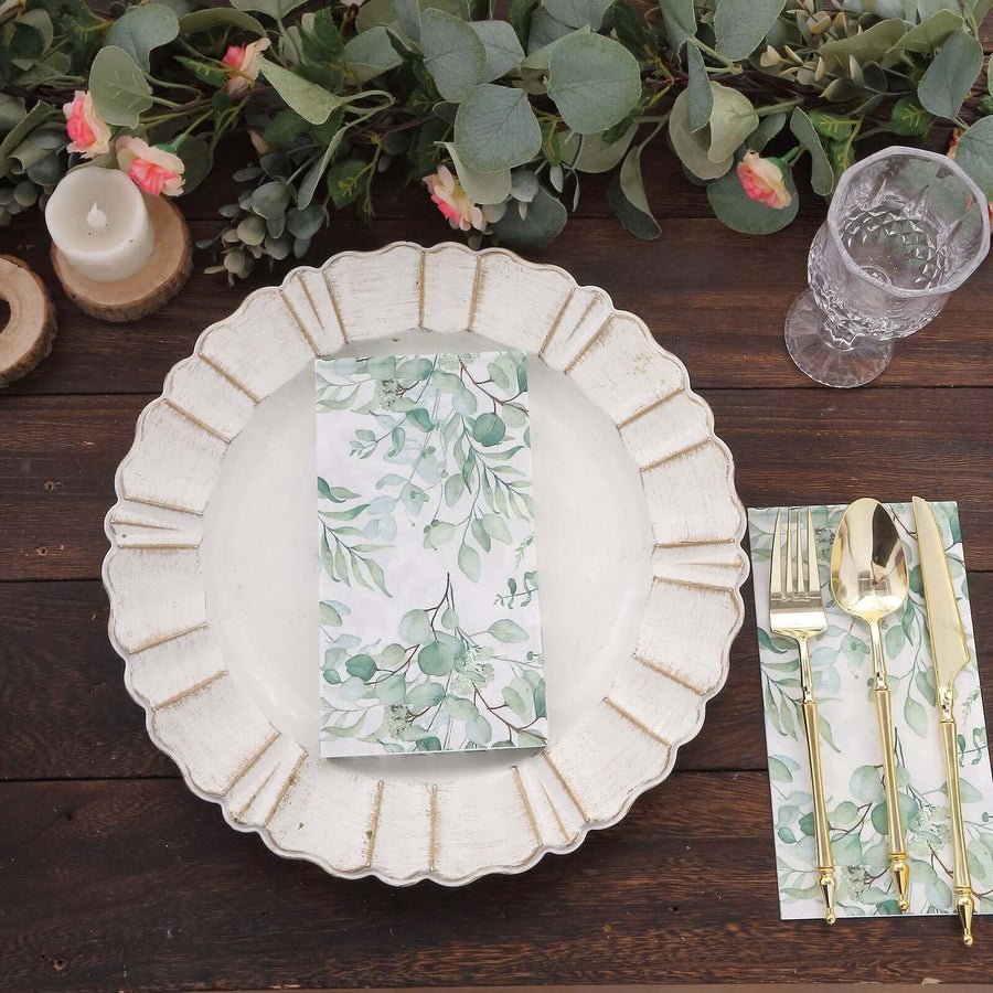 20 - Pack Elegant Paper Dinner Napkins – Peony Flower Print with Gold Edge for Weddings & Events - Pretty Party Boxx