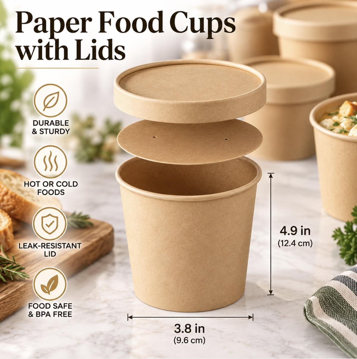 Brownie Dessert Cup Kit – Kraft Cups with Squeeze Packs & Forks for Dessert Bars & Catering