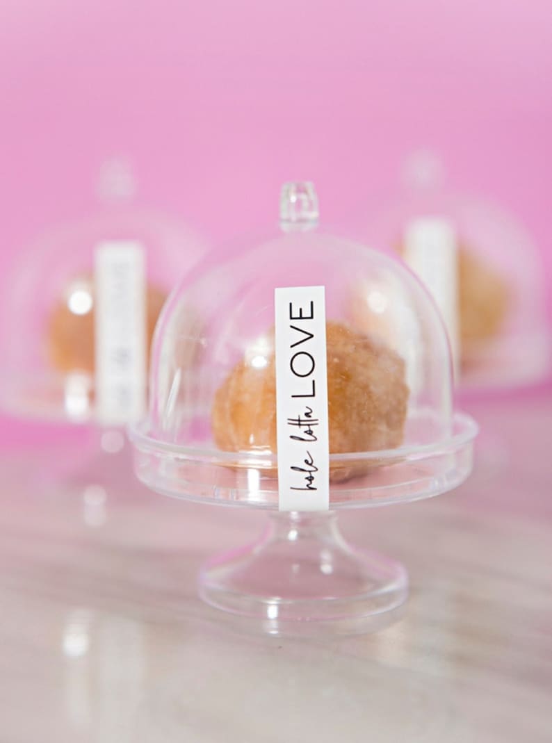 Clear mini cake stand favor domes with lids for individual desserts, weddings, showers and party favors