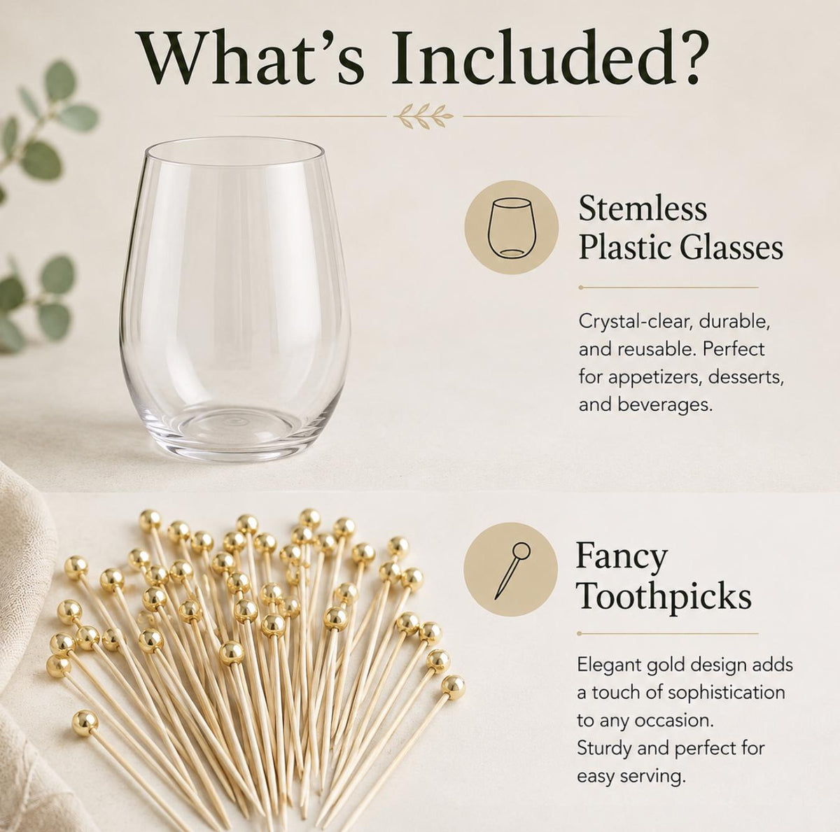 Clear Tall Charcuterie Cups with Fancy Toothpicks – Individual Boucherie Cups for Events