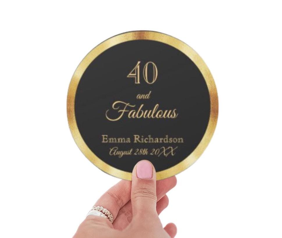 Custom Black & Gold Round Logo Stickers – Personalized Labels for Favors & Branding