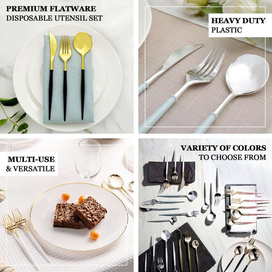 24 - Piece Plastic Cutlery Set – Disposable Silverware for Weddings & Parties - Pretty Party Boxx
