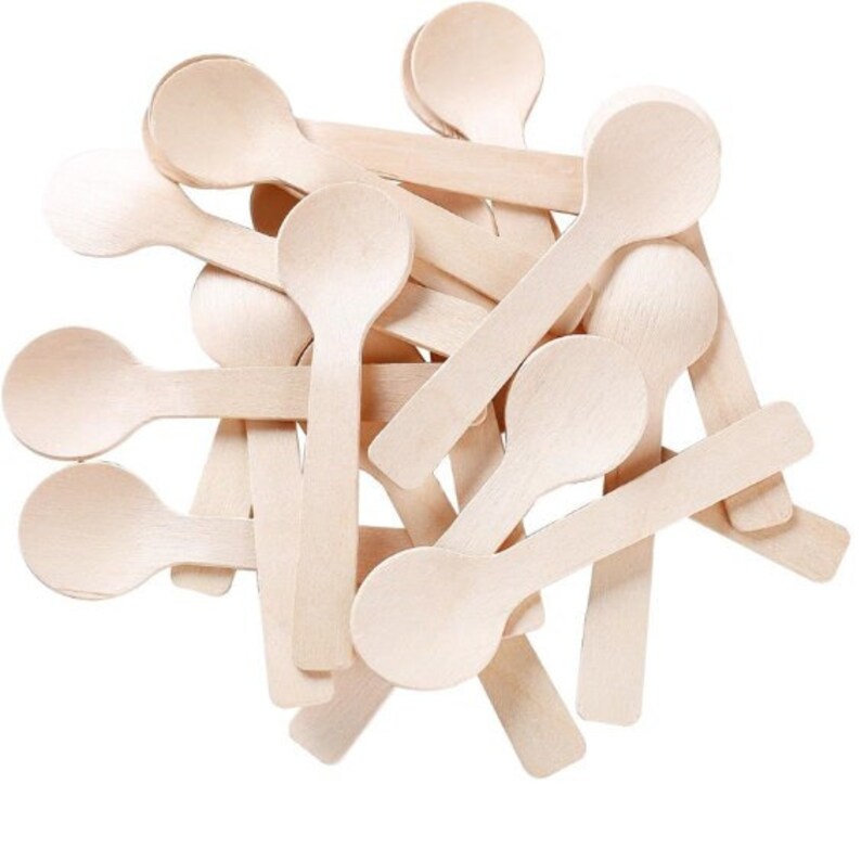 Mini wooden spoons for soup mugs