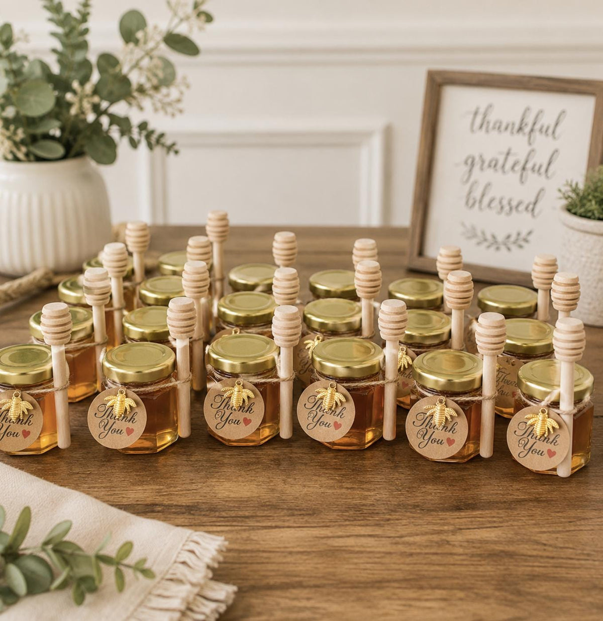 DIY Mini Honey Jars with Dippers – Party Favor Gift Filled With Honey - Pretty Party Boxx