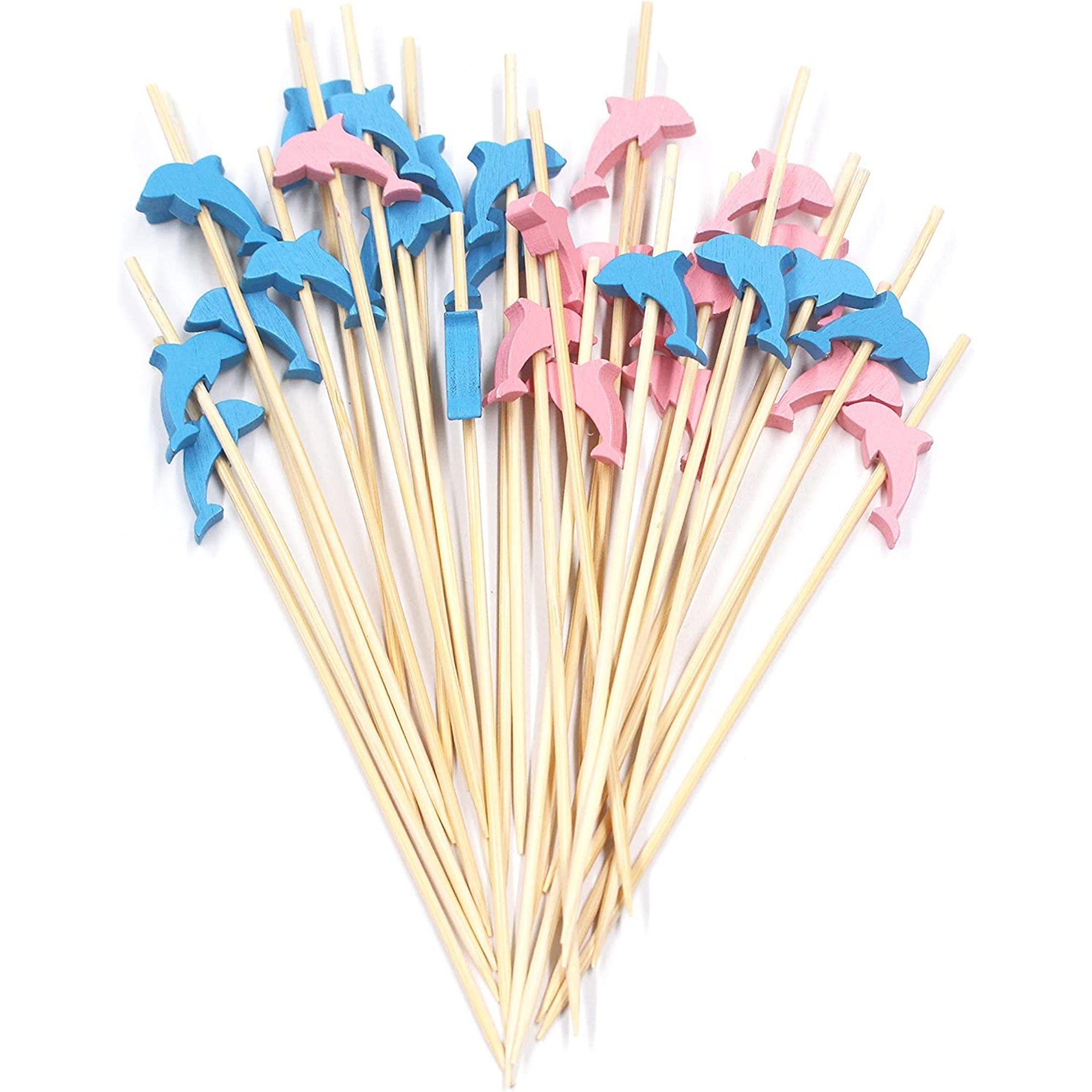 Dolphin fancy toothpicks for appetizers and cocktails, beach party decorative picks