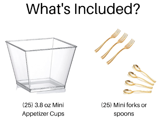 Set of 25 Plastic Dessert Parfait Favor Cups with Mini Forks Spoons Appetizer Cups for Party Mini Dessert Cups Clear Plastic Cup Dessert