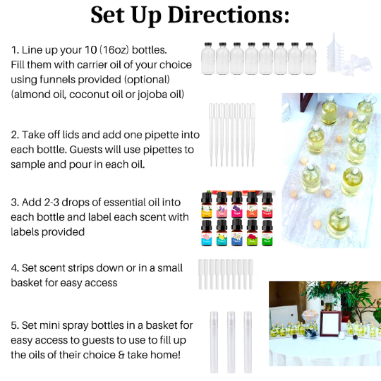 DIY Perfume Making Bar Kit for Make Your Own Perfume Station Bridal Shower Baby Shower Birthday Party Fragrance Table Top Kit Cart Package