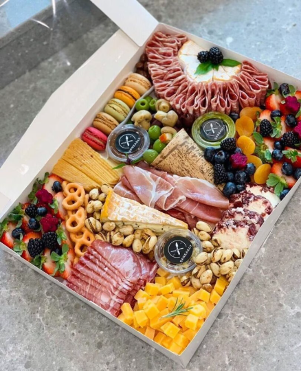 Large Charcuterie Favor Rectangle Grazing Box w/Mini Forks Tongs Honey Comb for Individual Gift Tray Appetizer Dessert Display Catered Event