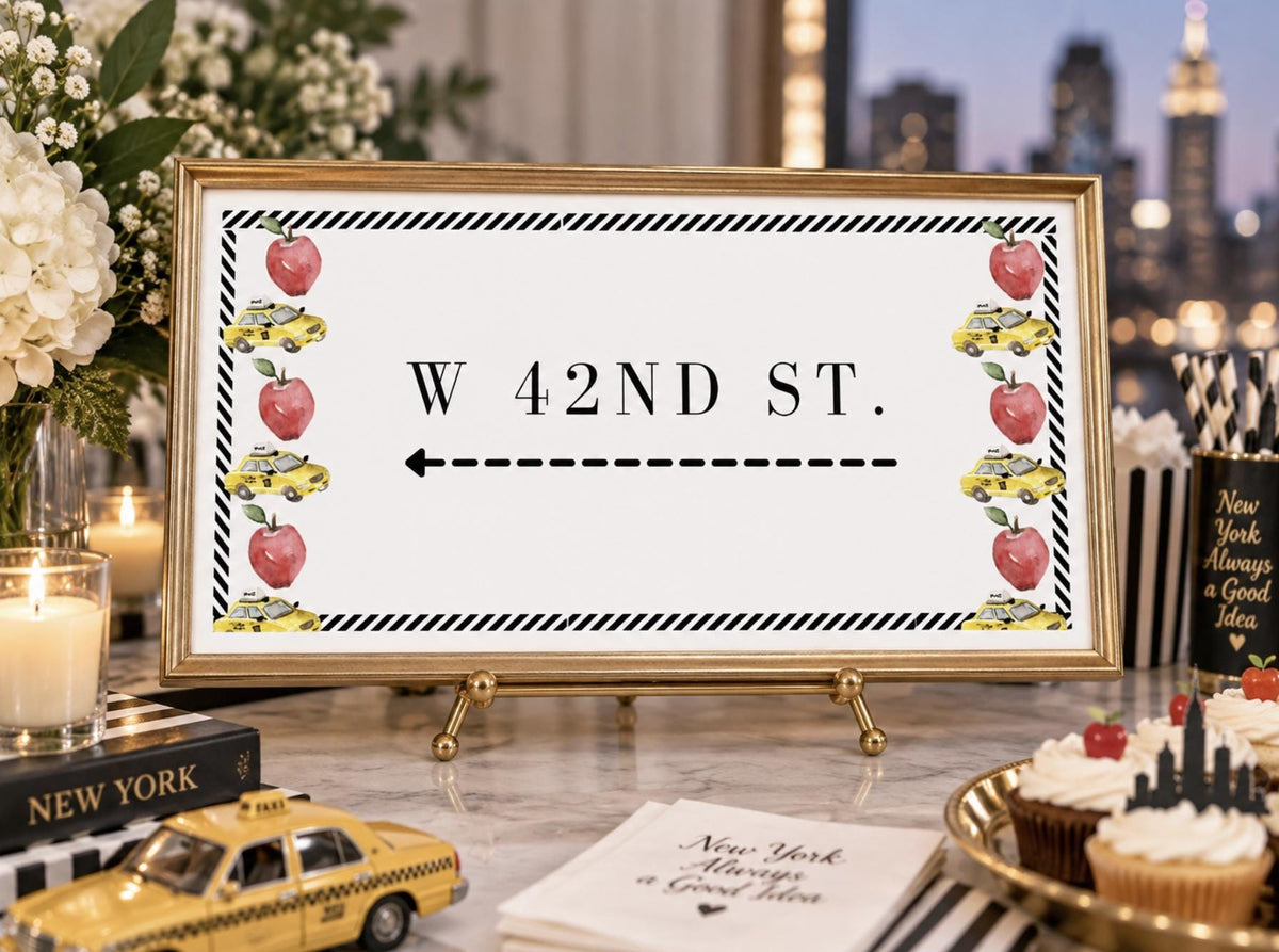 Set of 6 NYC Themed Street Signs - New York City Themed Party Supplies & Decor for New York Themed Party Events
