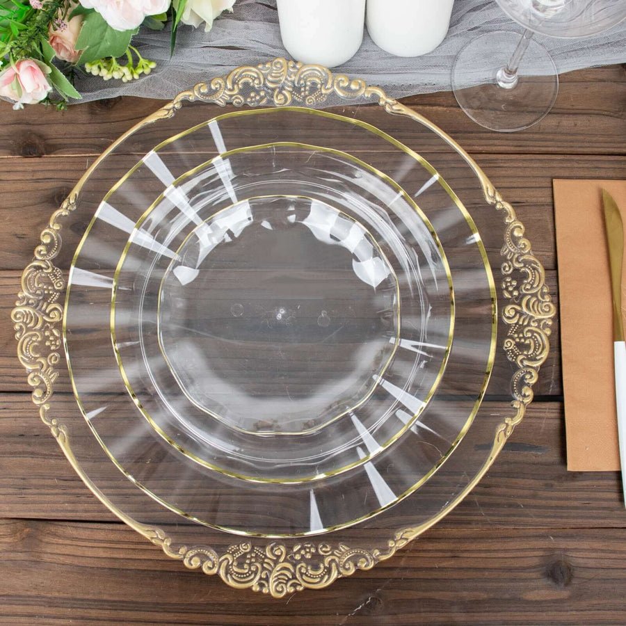 10 - Pack Ruffled Rim Round Plastic Dinner Plates – 9” Elegant Disposable Party Plates for Weddings, Events & Catering - Pretty Party Boxx