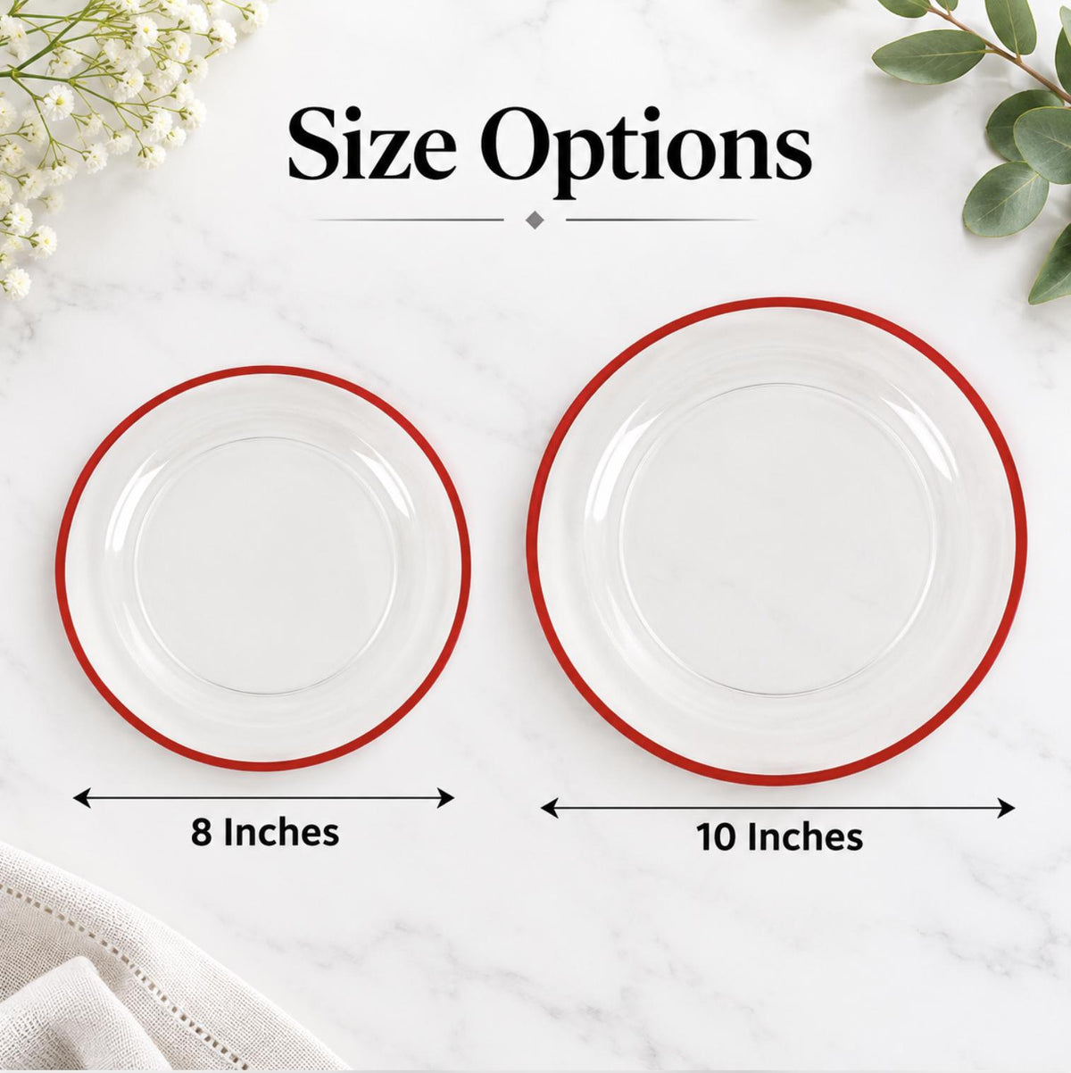 10 - Pack Regal Round Plastic Dinner Plates – 7” & 10” Disposable Party Plates for Weddings, Banquets & Events