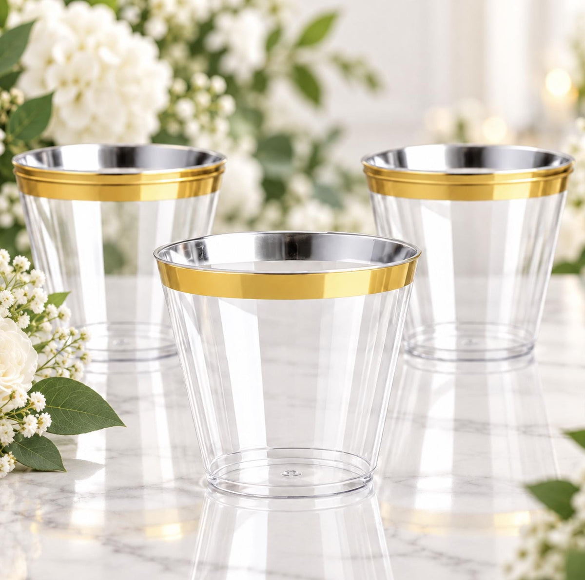 Elegant Disposable Plastic Party Cups – Crystal - Clear Cocktail Tumblers for Weddings, Events & Celebrations - Pretty Party Boxx