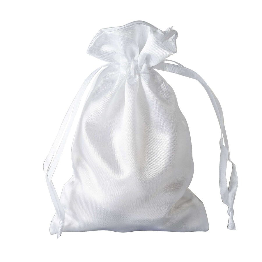 White Satin Drawstring Wedding & Party Favor Gift Bags - Pretty Party Boxx