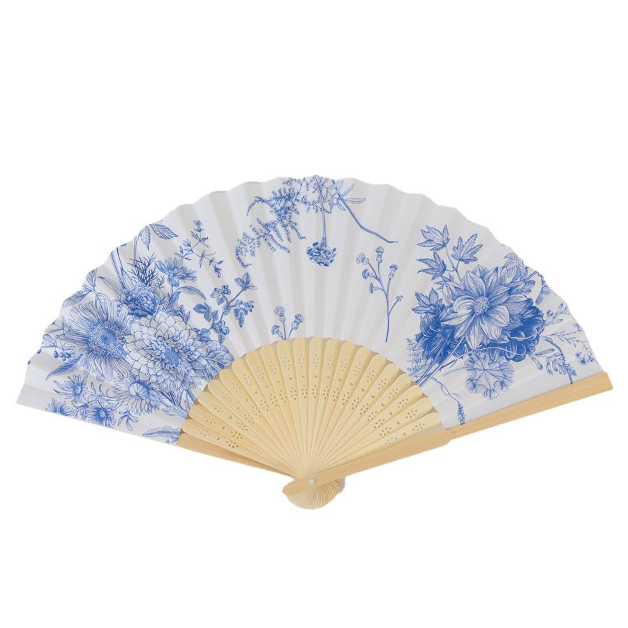 5 - Pack Elegant Silk Folding Fans – Asian - Style Party Favors & Decorative Event Accessories - Pretty Party Boxx