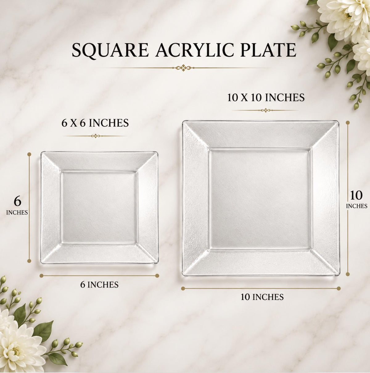 10 - Pack Square Dessert Plates – Disposable Party Plates for Weddings, Banquets & Events - Pretty Party Boxx