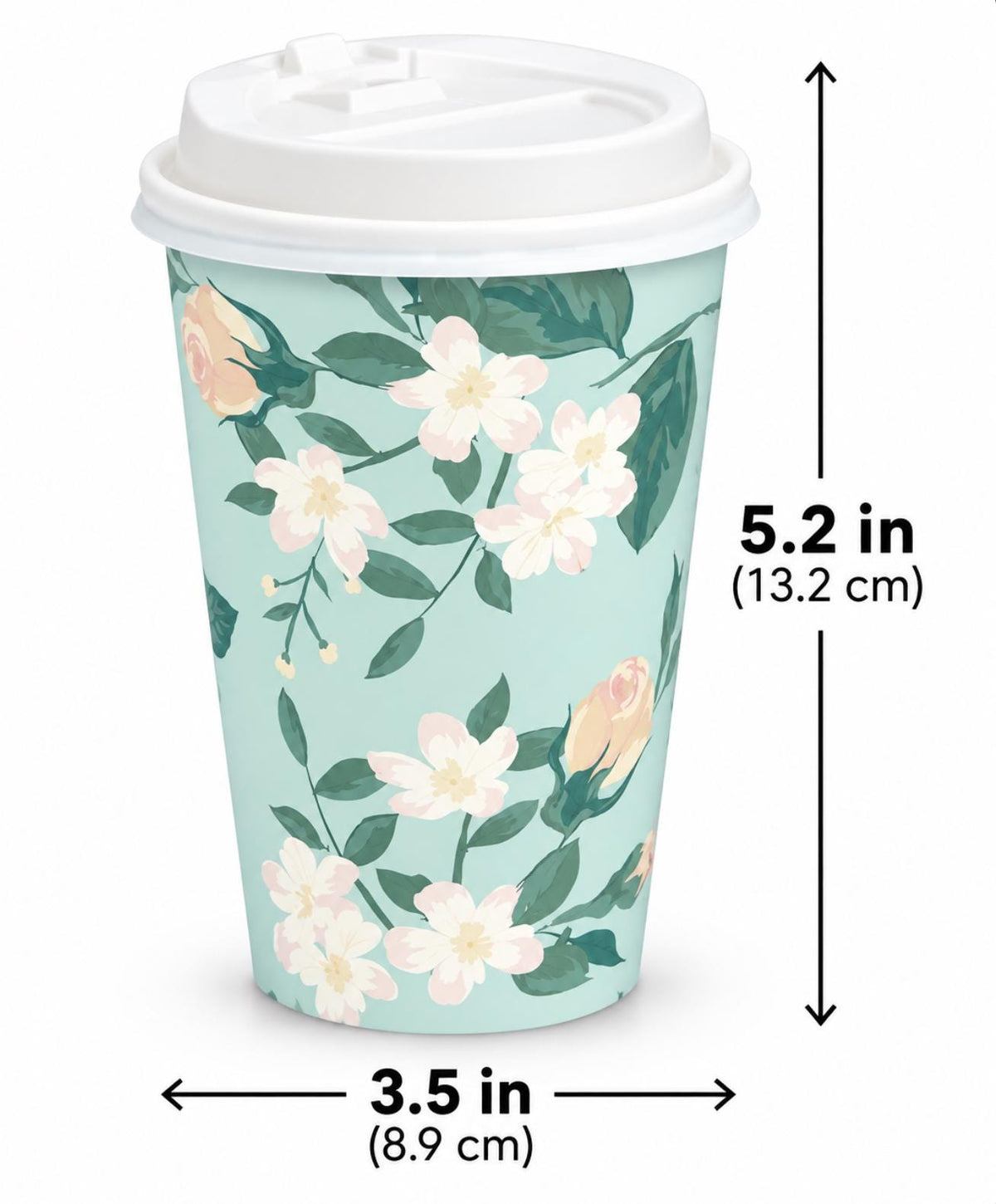 Floral Insulated Paper Coffee Cups with Lids – Garden Party Coffee Bar Cups for Showers