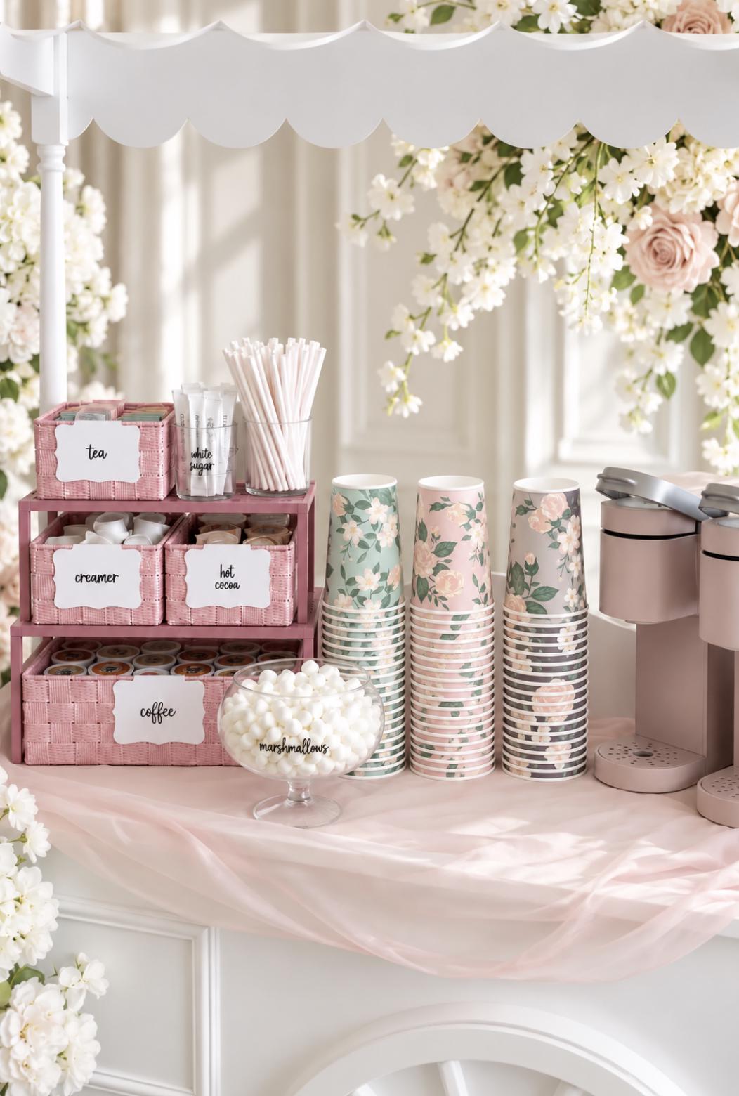 Floral Insulated Paper Coffee Cups with Lids – Garden Party Coffee Bar Cups for Showers