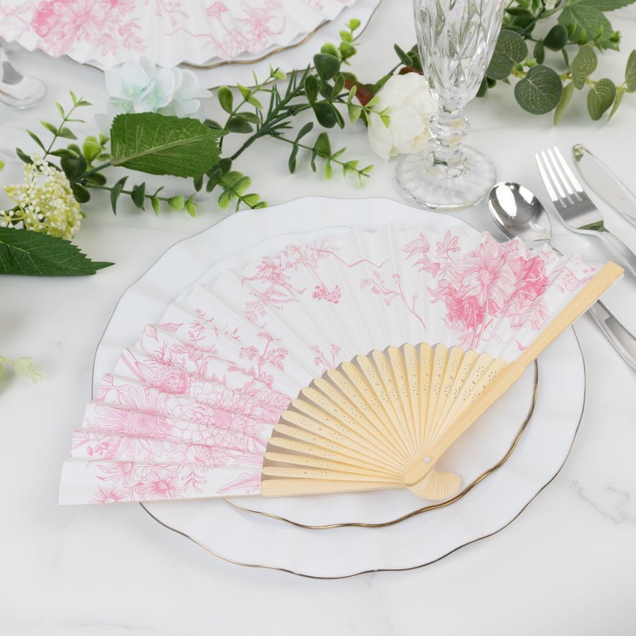 5 - Pack Elegant Silk Folding Fans – Asian - Style Party Favors & Decorative Event Accessories - Pretty Party Boxx
