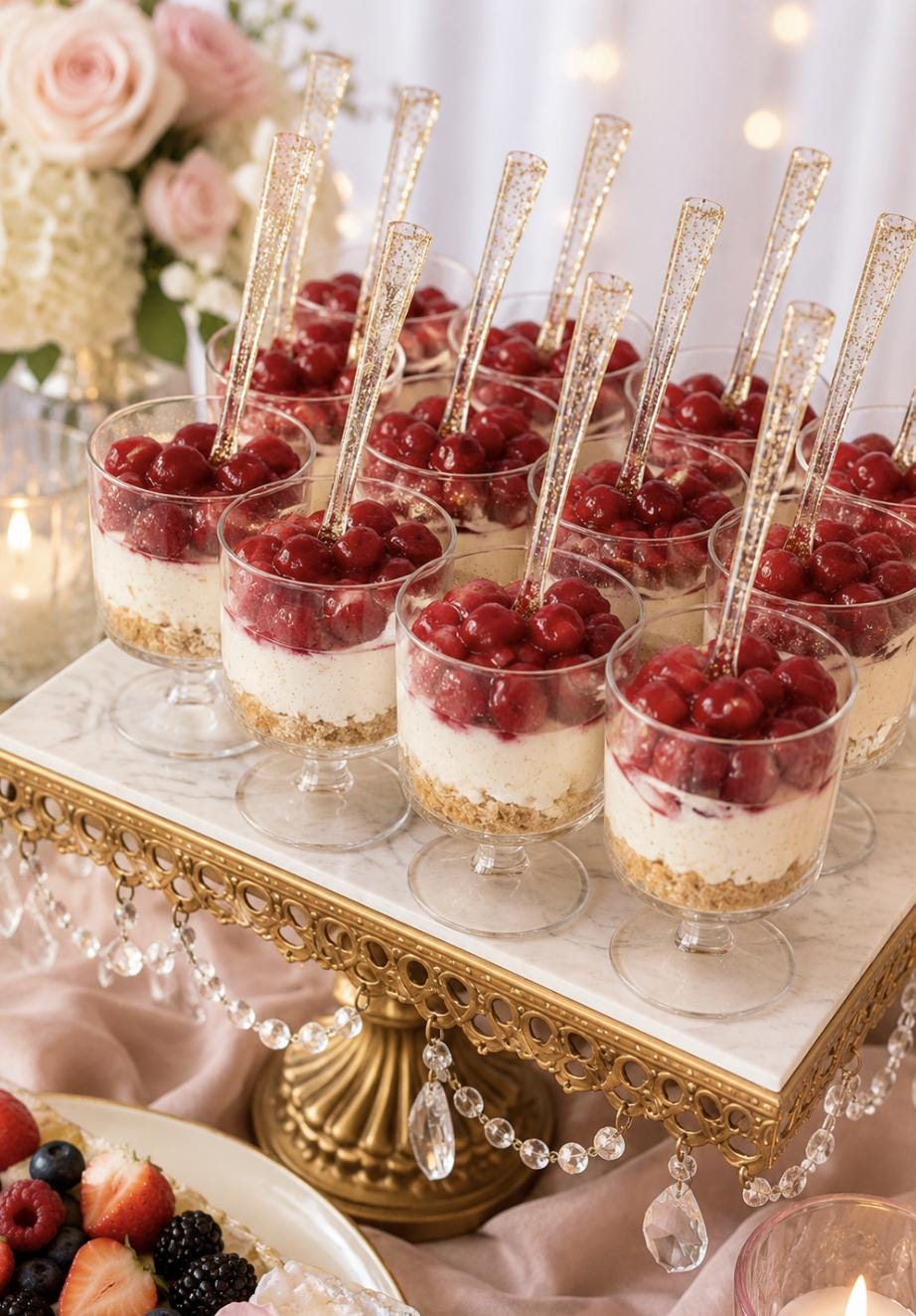 Glitter Dessert Parfait Cups with Mini Spoons – Gold & Silver Mini Dessert Cups