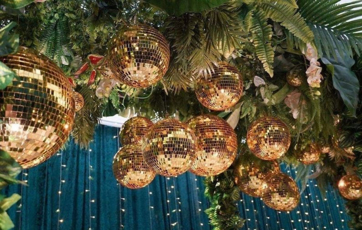 Gold Mirror Disco Ball Set – Assorted Disco Ornaments for Bachelorette & Disco Parties