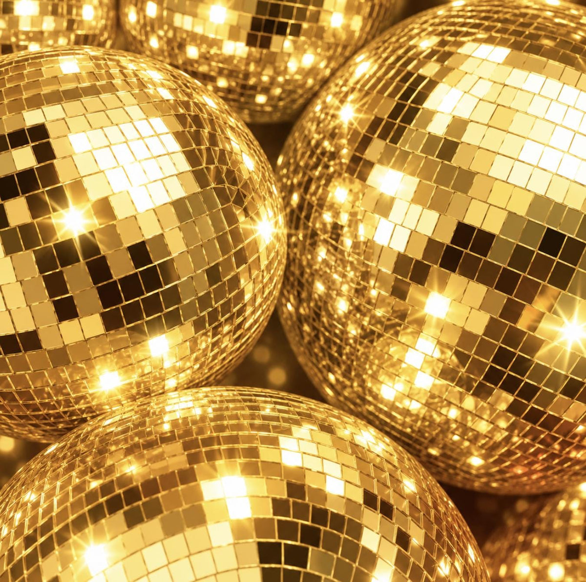 Gold Mirror Disco Balls with Hanging String – Assorted Sizes for Last Disco & Bachelorette Parties