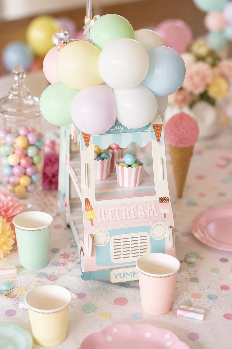 Ice Cream Truck Treat Stand Centerpiece – Pastel Birthday Party Display & Decor