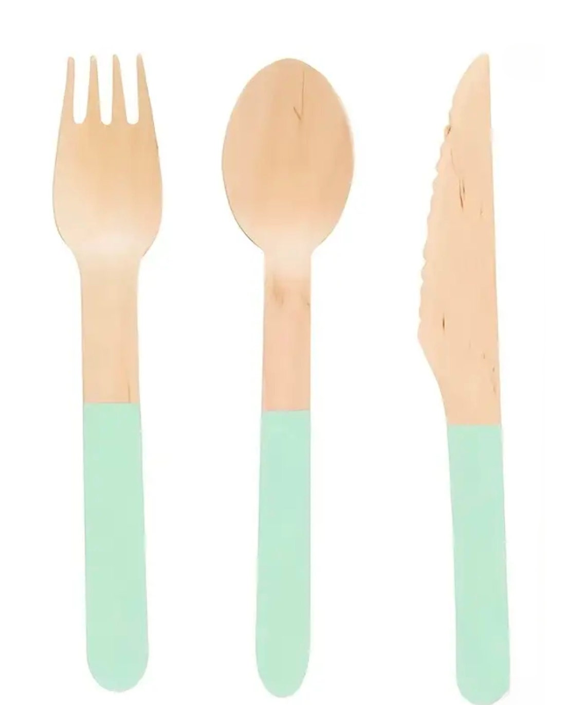 Set of 24 Painted Wooden Cutlery