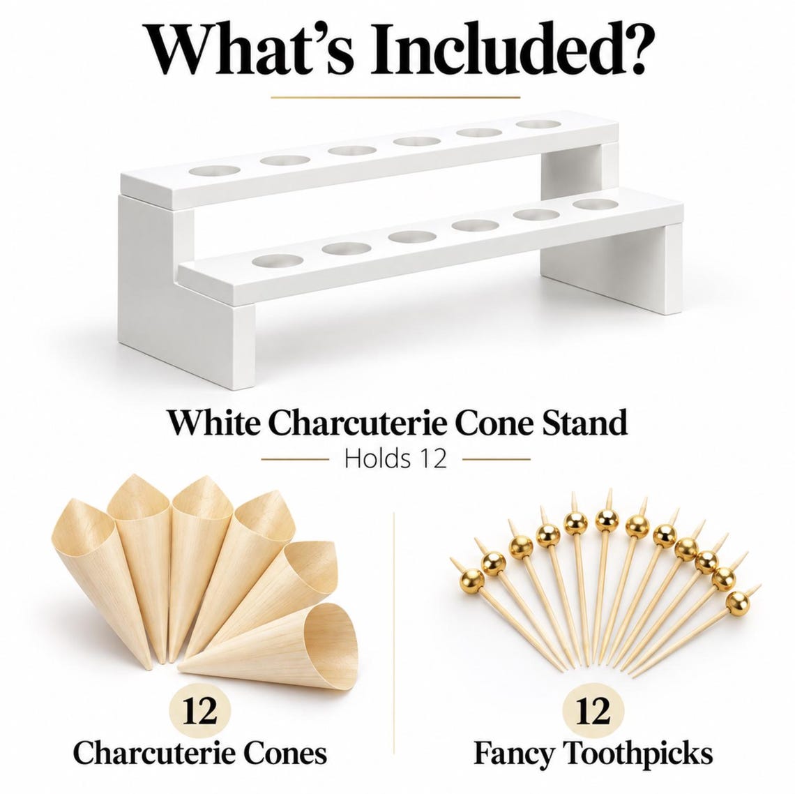 Set of white plastic disposable dinner knives with elegant gold rim. Cutlery for parties.